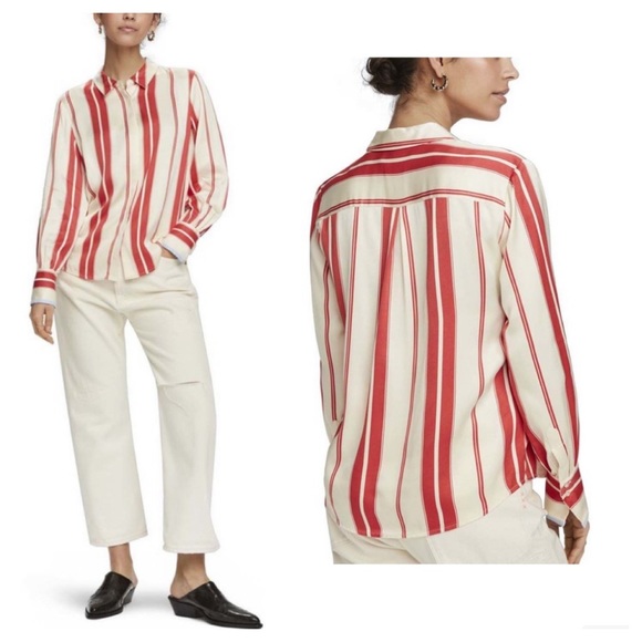 Scotch & Soda Tops - 🌟SCOTCH & SODA Multi Regular Fit Clean Poplin striped long sleeve shirt XS